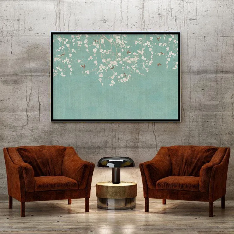 Vintage Birds On Branches Painting - Black Frame media 3
