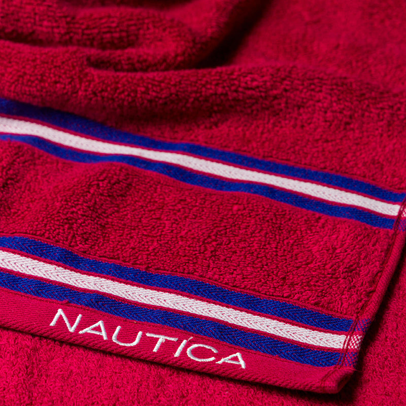 Nautica Dual Down Cotton Bath Towel (Burgundy & Beige) - Set Of Two media 6