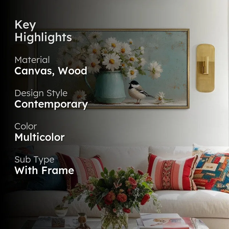 Cozy Bloom Canvas Wall Painting With Frame media 2