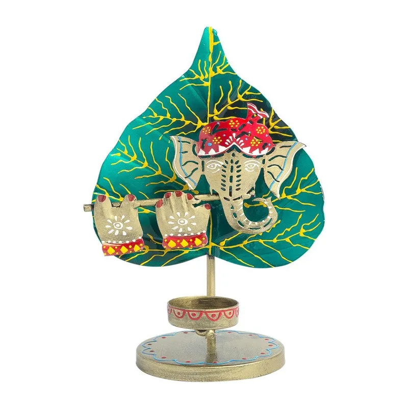 Temple Aura Ganesha Iron Tea Light Candle Holder media 3