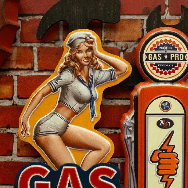 Retro Gas Station Metal Wall Accent media 3