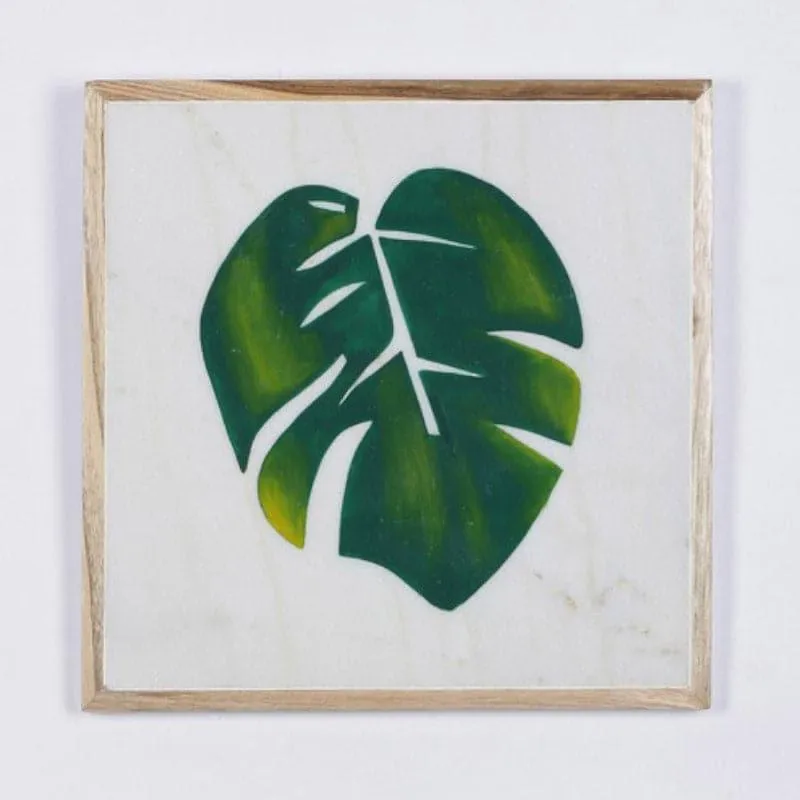 Leafy Art Hand Painted Marble Wall Accent media 3