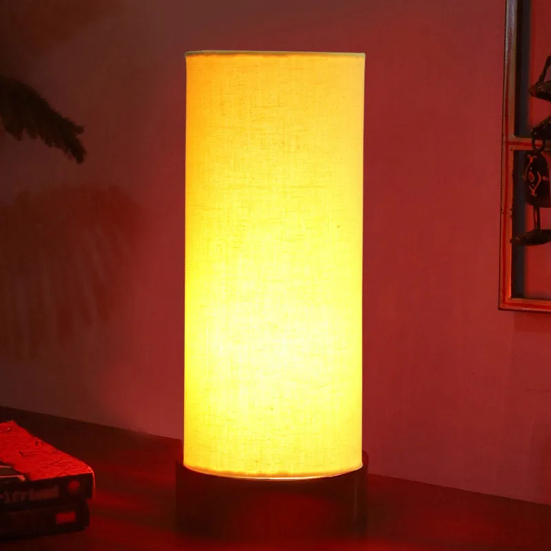 Jaala Tower Wooden Table Lamp - Yellow,Brown media 2