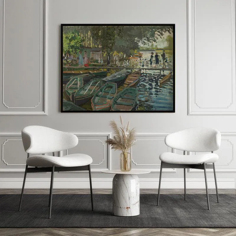 Bathers At La Grenouill Canvas Wall Art - Black Frame media 5