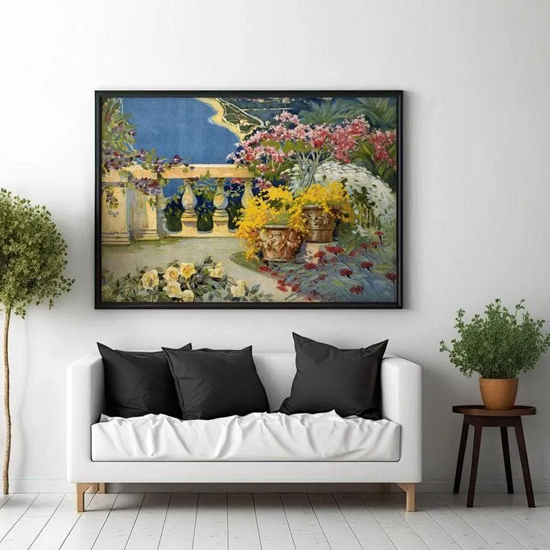 Sanremo Balcony Watercolor Canvas Wall Painting - Black Frame media 3