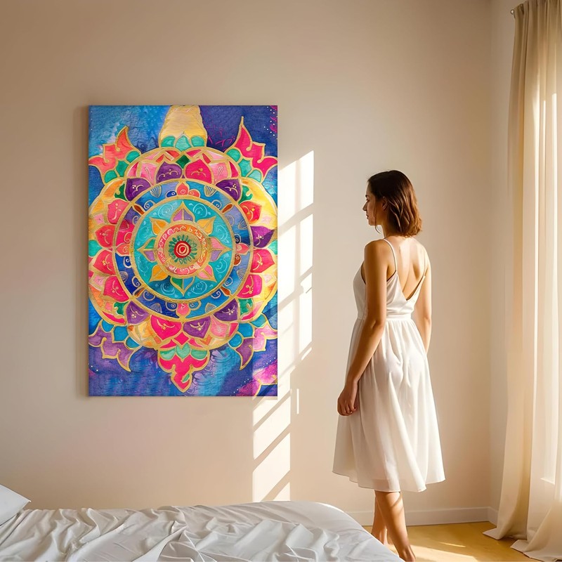 Vibrant Prism Mandala Wall Art Without Frame media 3