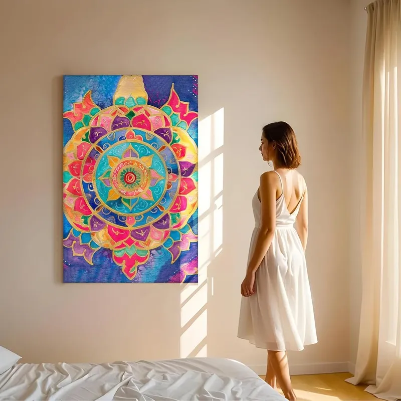 Vibrant Prism Mandala Wall Art Without Frame media 3