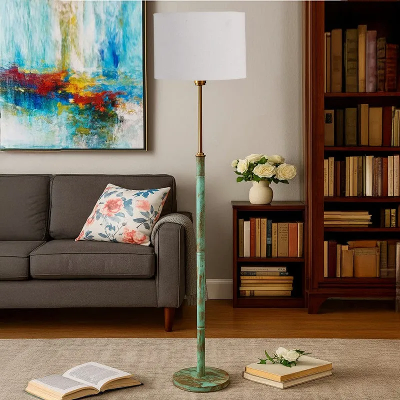 Amber Glow Wooden Floor Lamp - Grey media 4