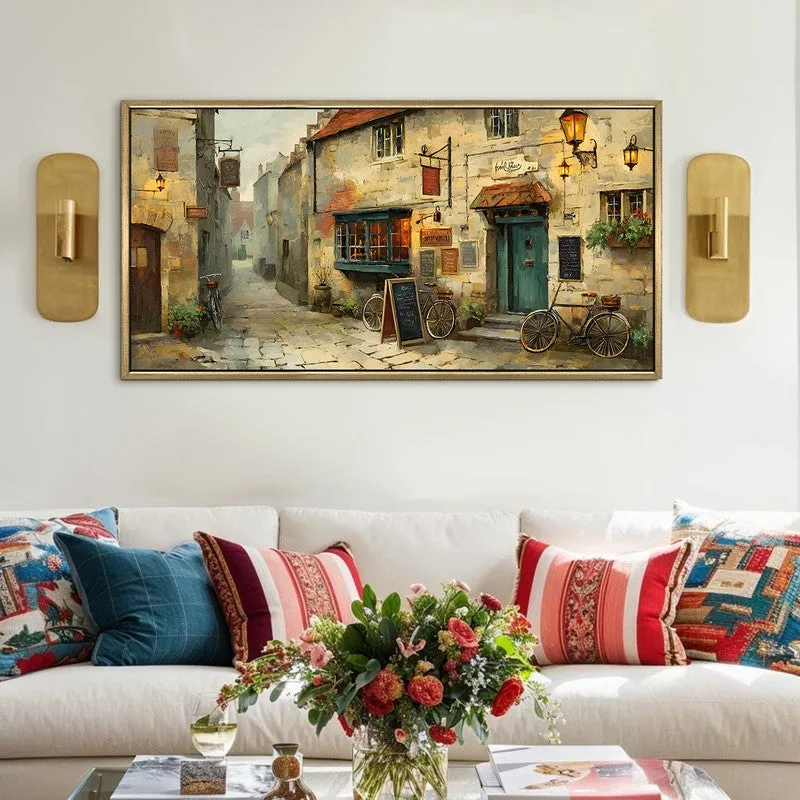 Sunlit European Narrow Street Wall Art media 1