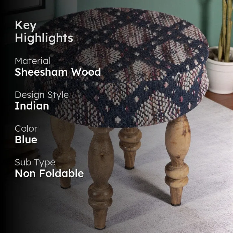 Qavro Sheesham Wooden Bench - Blue media 2