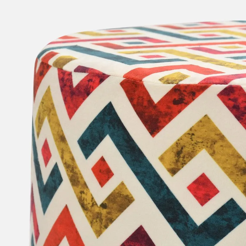 Ripple Zigzag-print Velvet Ottoman - Multicolor media 4