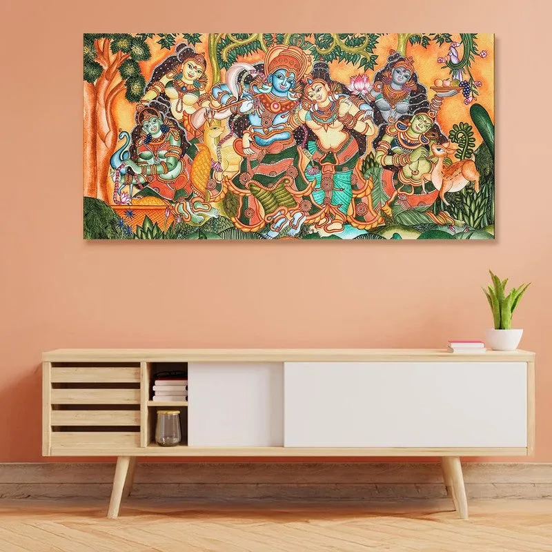 Krishna in Vrindavan Bliss Canvas Wall Painting media 3