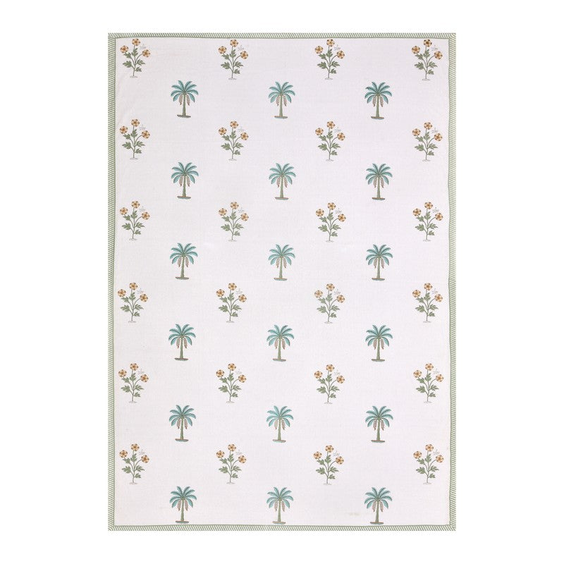 Haveli Space Cotton Bedsheet (White, Green) - 180 TC media 4