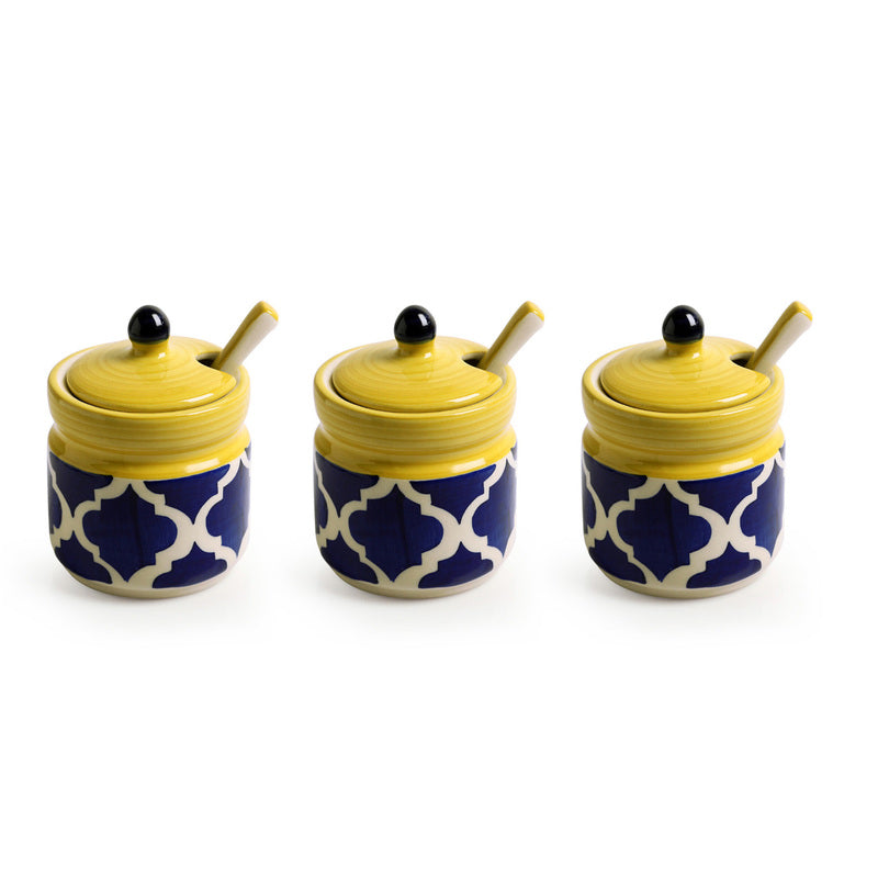 Moroccan Dream Handpainted Storage Jar With Stand (280 Ml) - Seven Piece Set media 4