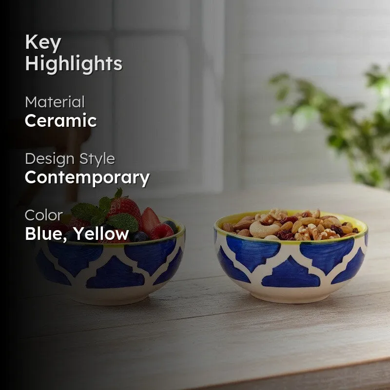 Snackify ServeEase Ceramic Snack Bowls (Blue,Yellow, 200 mL Each) - Set Of Two media 2