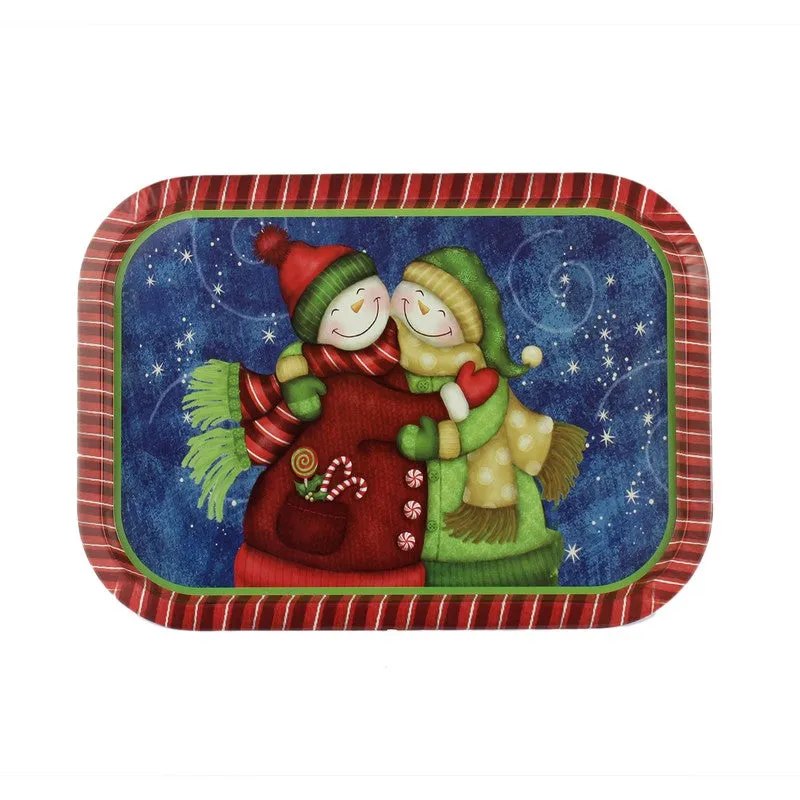 Jinglow Metal Rectangular Blue Serving Tray media 3