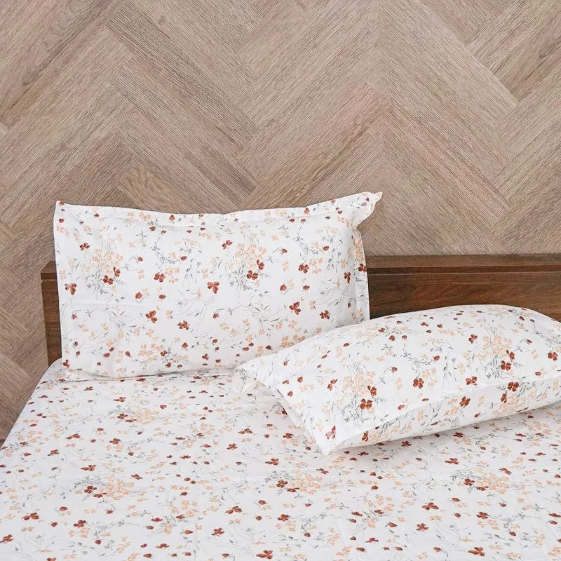 Vishva Floral Cotton Bedsheet (Peach) - 180 TC media 4