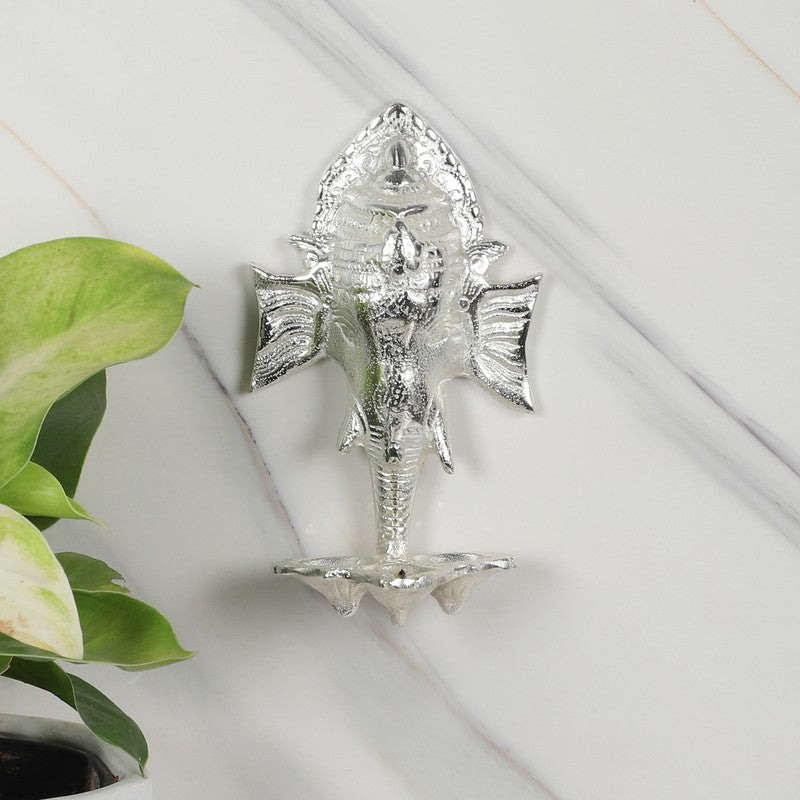 Ganesh Wall Hanging Diya - Silver