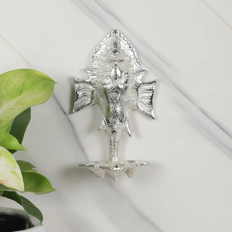 Ganesh Wall Hanging Diya - Silver media 1