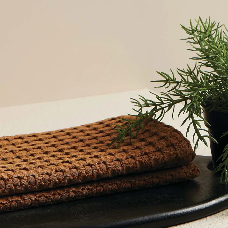 Beehive Waffle Towel Combo (Brown) - Four Piece Set media 5