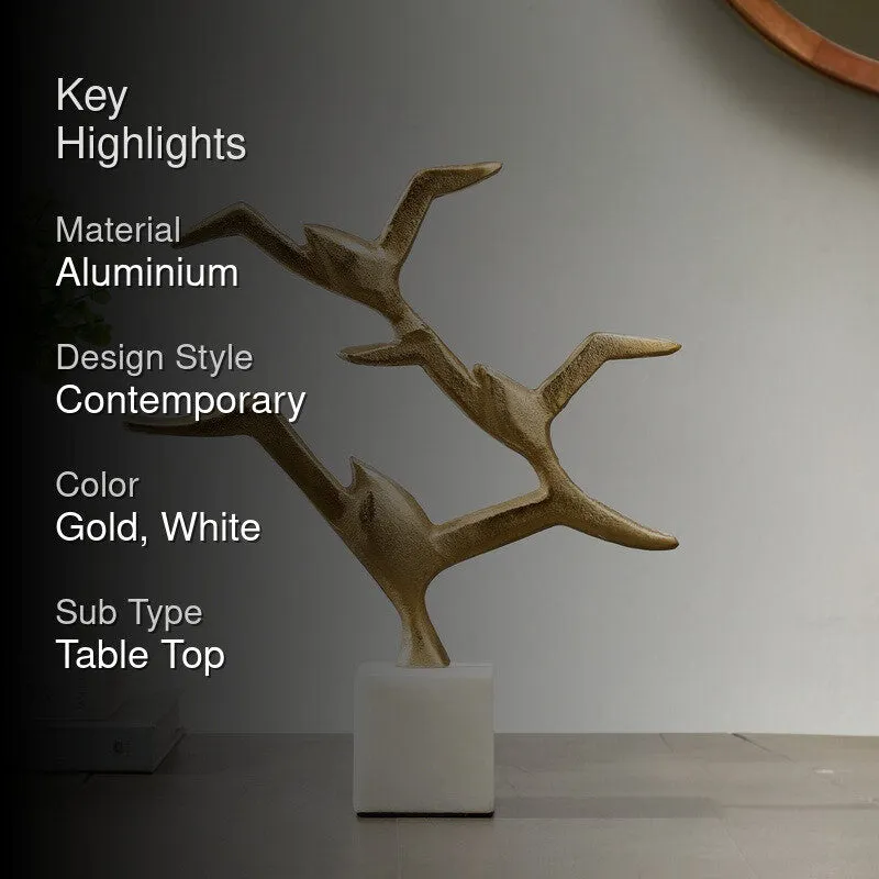Ebony Seagull Aluminium Showpiece - Gold media 2