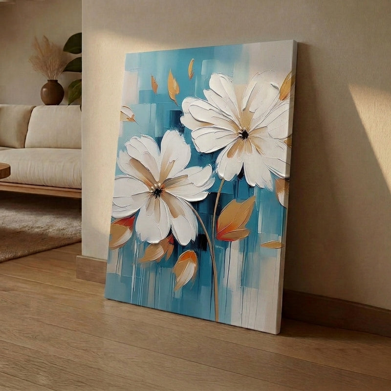 Icy Petals Canvas Floral Wall Art