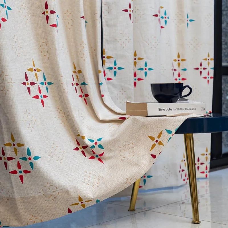 Urban Space Mosaic Curtain (Blue & Red) - Set Of Two media 1