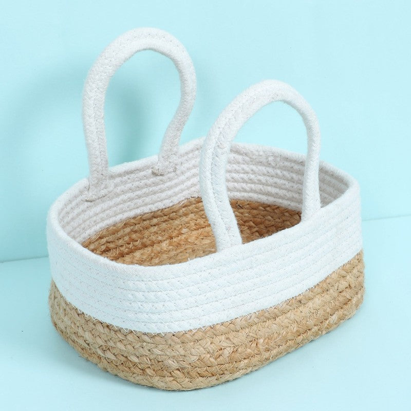Orho Jute Storage Basket - Beige & White media 3