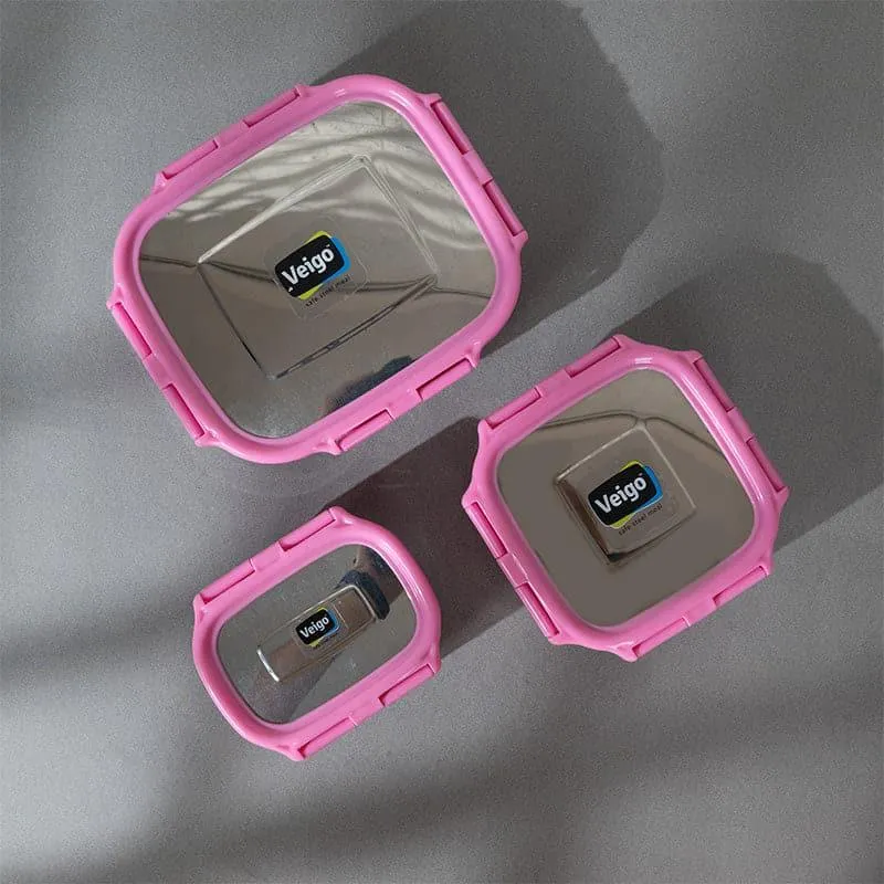 Savory Sam Pink Lunch Box (550/300/150 mL) - Three Piece Set media 5