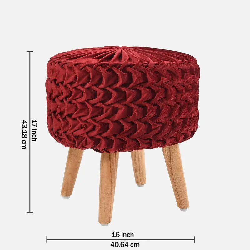 Velora Maroon Engineered Wood Ottoman media 8