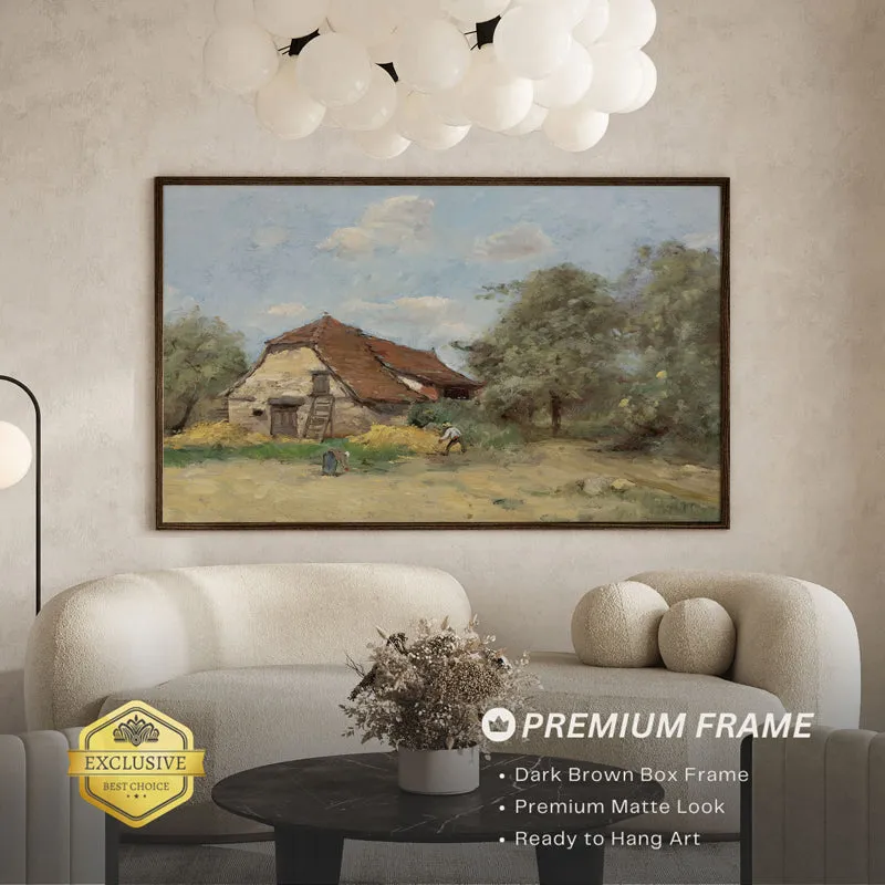 Stone Cottage Wood Wall Art With Frame - Black media 1