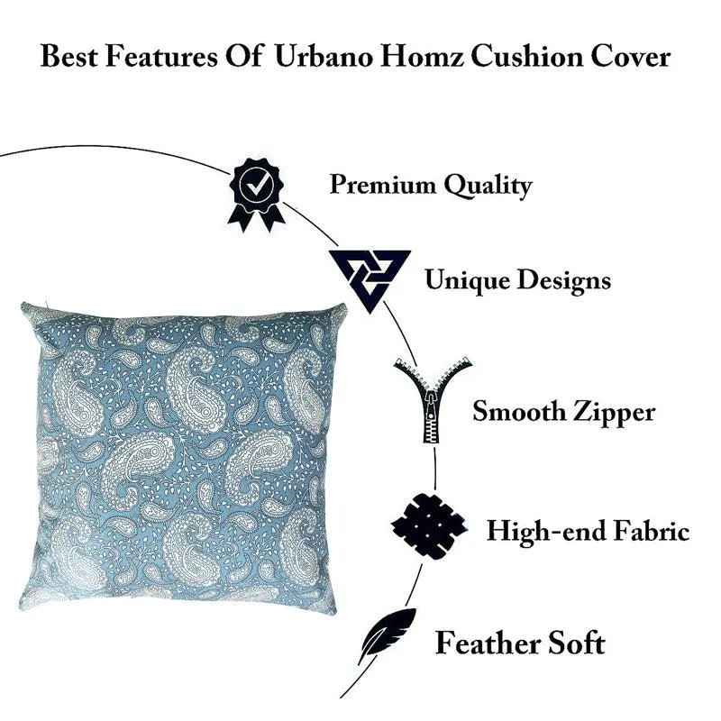Ruksaana Printed Cushion Cover (Blue) - Set Of Five media 5