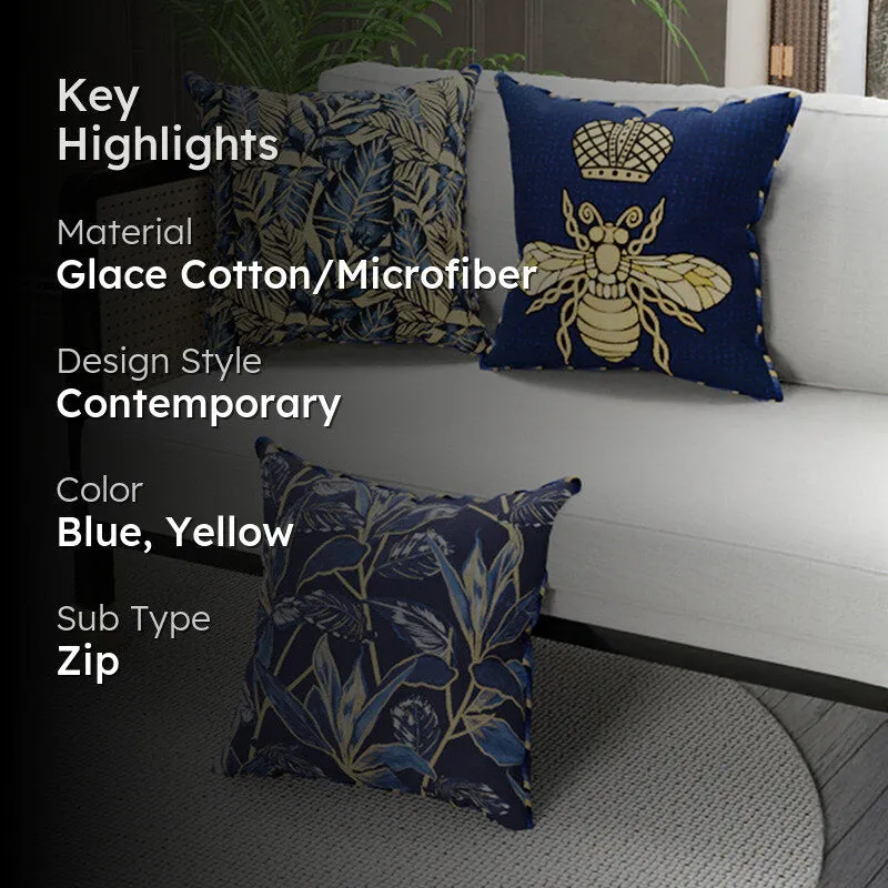 Velessia Printed Microfiber Cushion Cover - Set Of Three media 2
