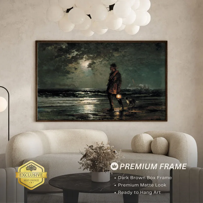 Moonlit Nights Wood Wall Art With Frame - Black media 3