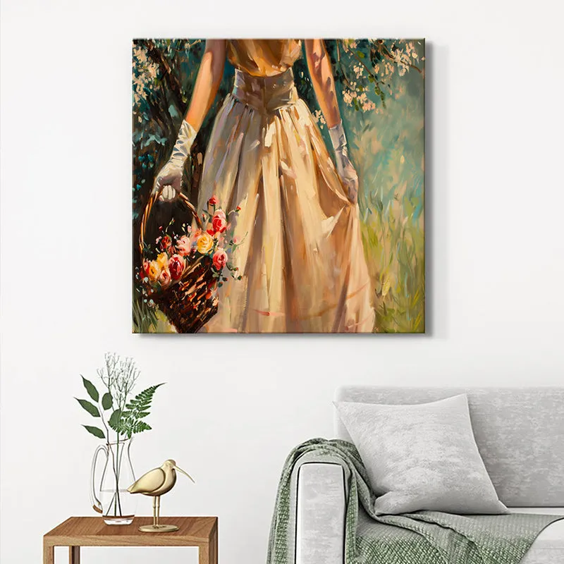 Lady With Basket Wall Painting media 1