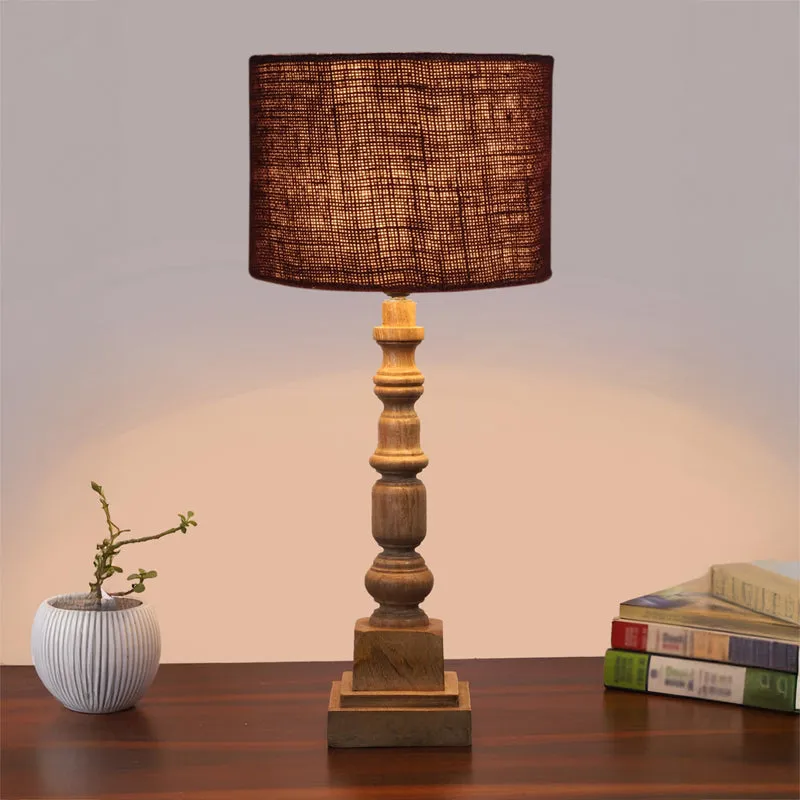 Sienna Arbor Wooden & Jute Table Lamp - Brown media 2