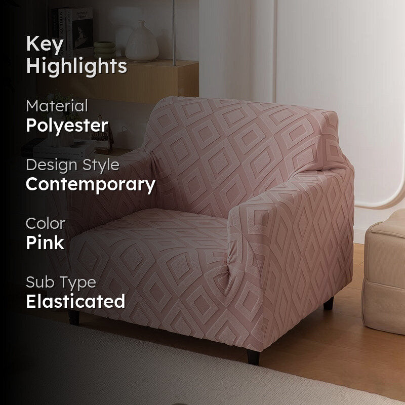 Velvyra Jacquard Sofa Cover - Pink media 2