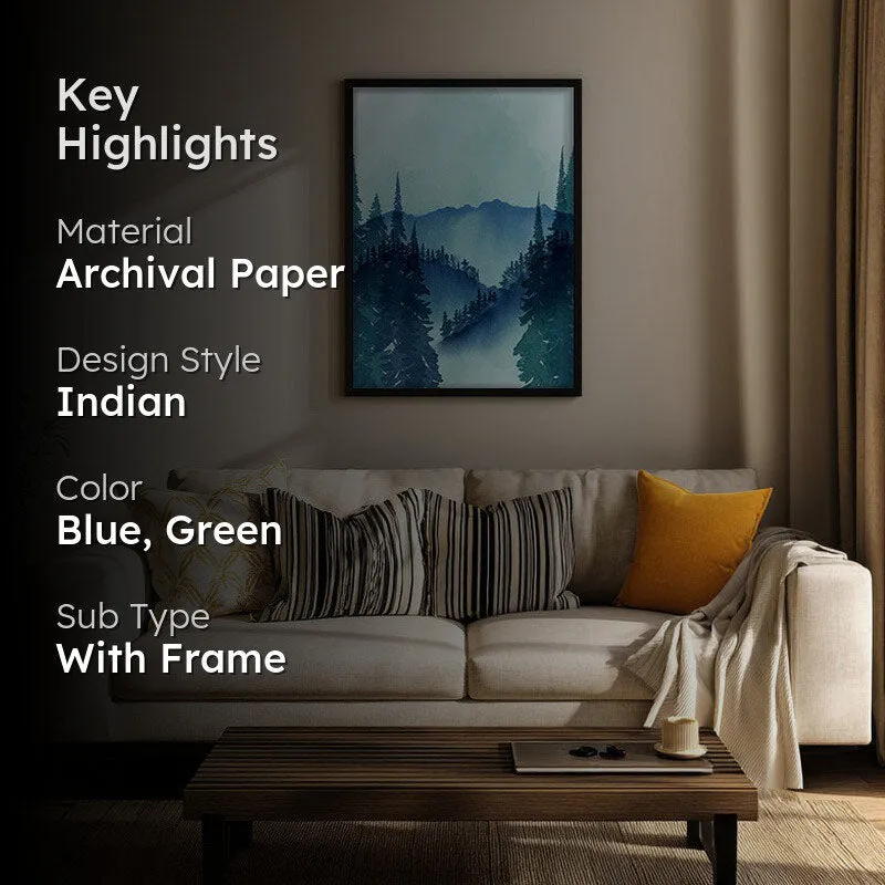 Foggy Forest Archival Paper Wall Art With Frame media 2