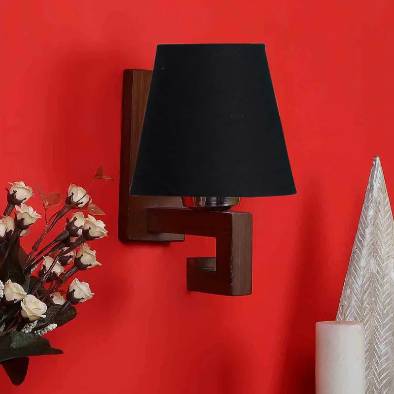 Ebony Conical Wooden Wall Lamp media 3