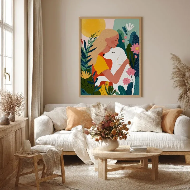 Verdant Hug Canvas Wall Painting - Brown Frame media 4