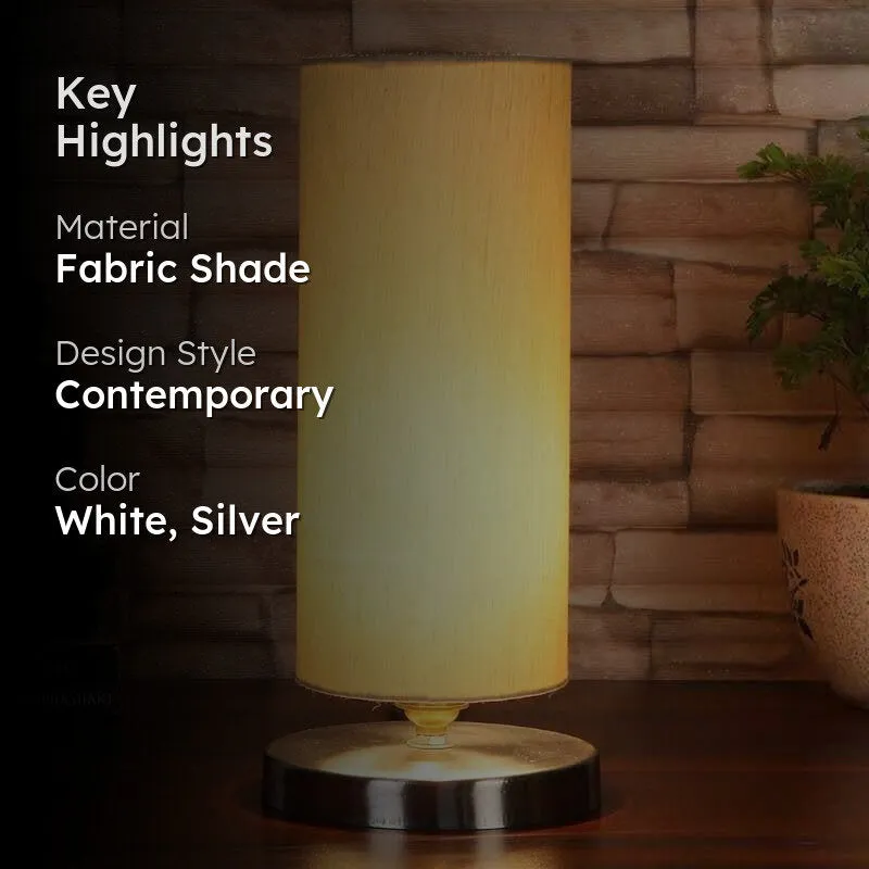 Scarta Fabric Table Lamp - White,Silver media 2