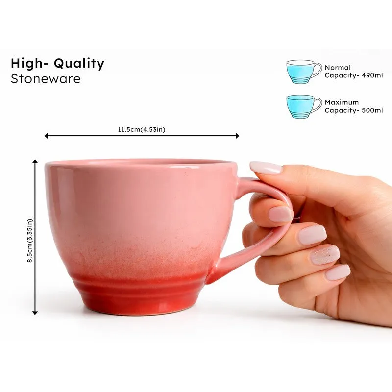 Whimsi Ceramic Coffee Mug (500 mL Each,Pink) - Set Of Two media 8