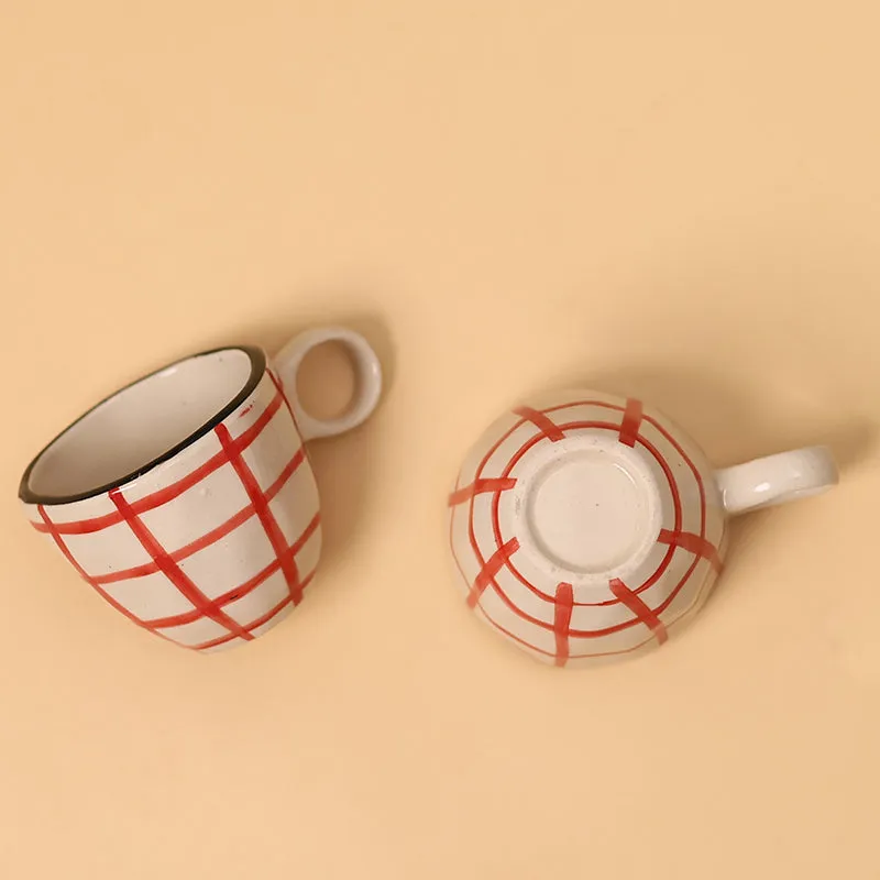 Riccardo Ceramic Tea Cup (200 mL) - Red,White media 3