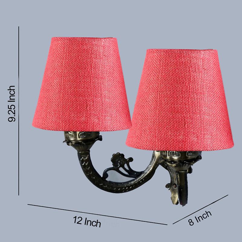 Vintage Duo Fabric & Metal Wall Lamp - Red media 5