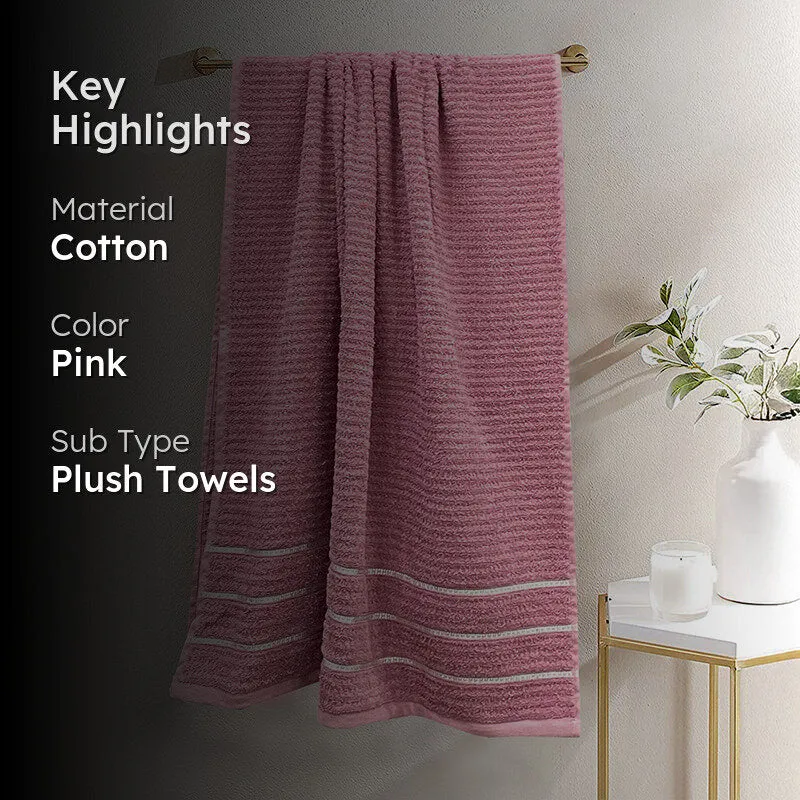 Lisse Cotton Bath Towel - Pink media 2