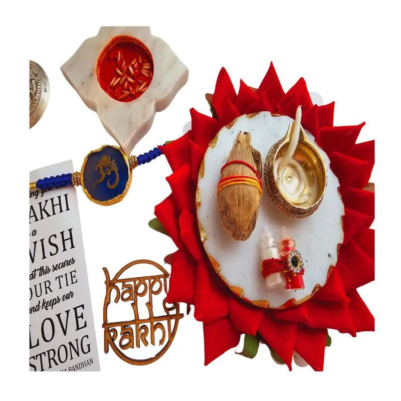 Om Ganesha Blue Agate Rakhi Gift Set media 3