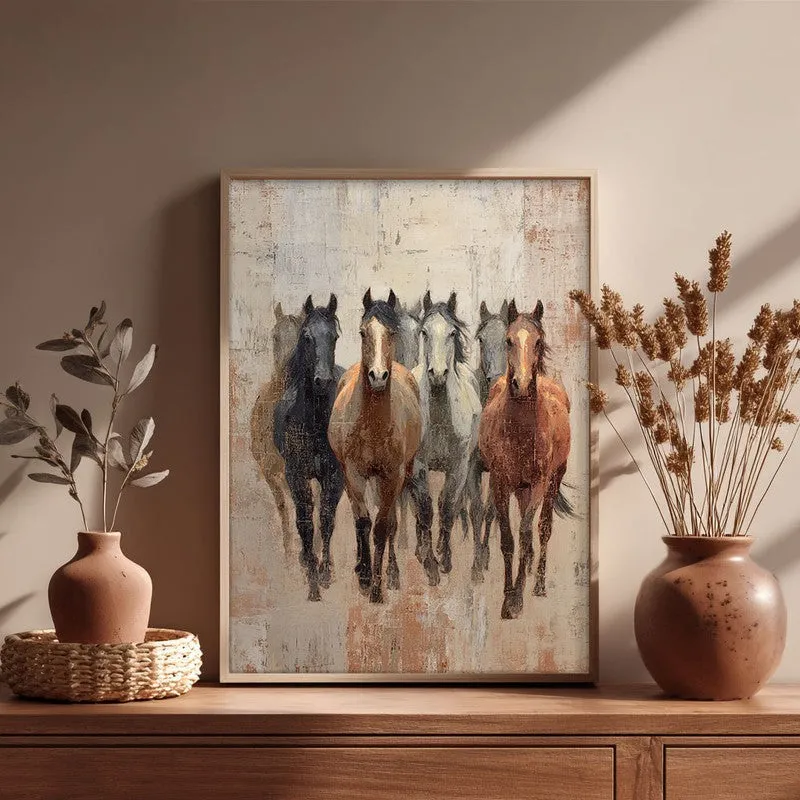 Spirit of the Wild Horse Wall Painting With Brown Frame media 5