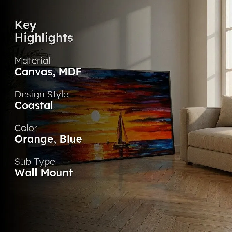 Sailing Into Sunset Canvas Wall Painting With Frame media 2