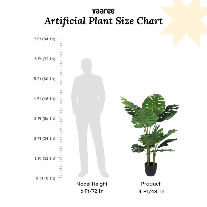 Faux Lush Monstera Plant With Black Plastic Pot - 4 Feet media 6