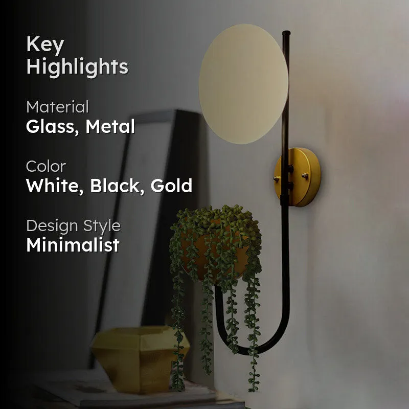 Folium Glass & Metal Wall Lamp - Black & Gold media 2